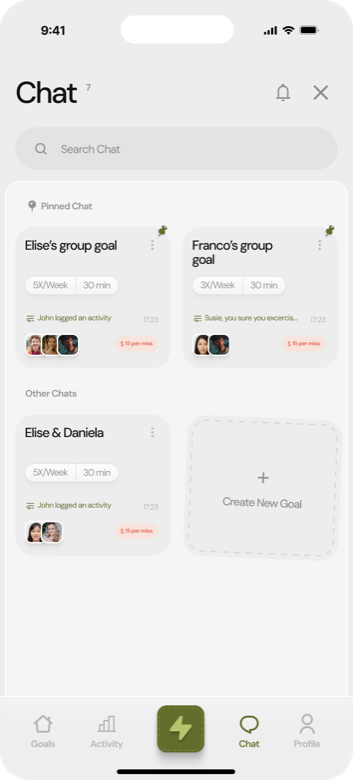 In-app chat with accountability partner